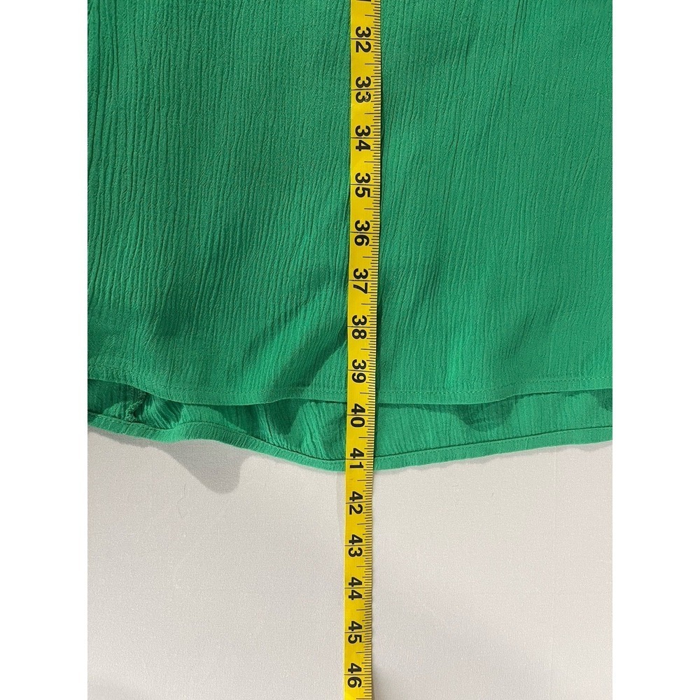 SOFT SURROUNDINGS WOMAN SIZE L GREEN CRINKLED A LINE MIDI DRESS COLD SHOULDER - Picture 11 of 15